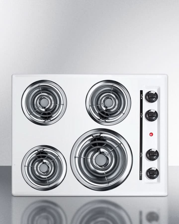 Summit 24 Wide 4-Burner Coil Cooktop White - WEL03
