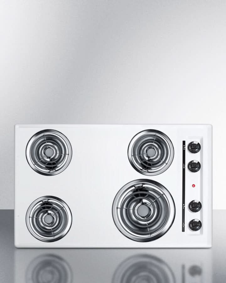 Summit 30 Wide 4-Burner Coil Cooktop White - WEL05