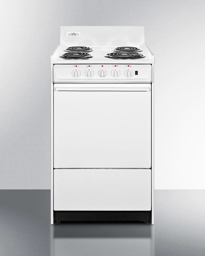 Summit 24 Electric Coil Top Range with Manual Clean Oven White - WEM1171Q
