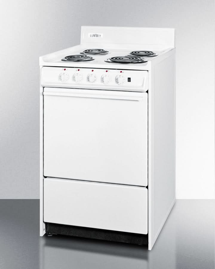 Summit 24 Electric Coil Top Range with Manual Clean Oven White - WEM1171Q