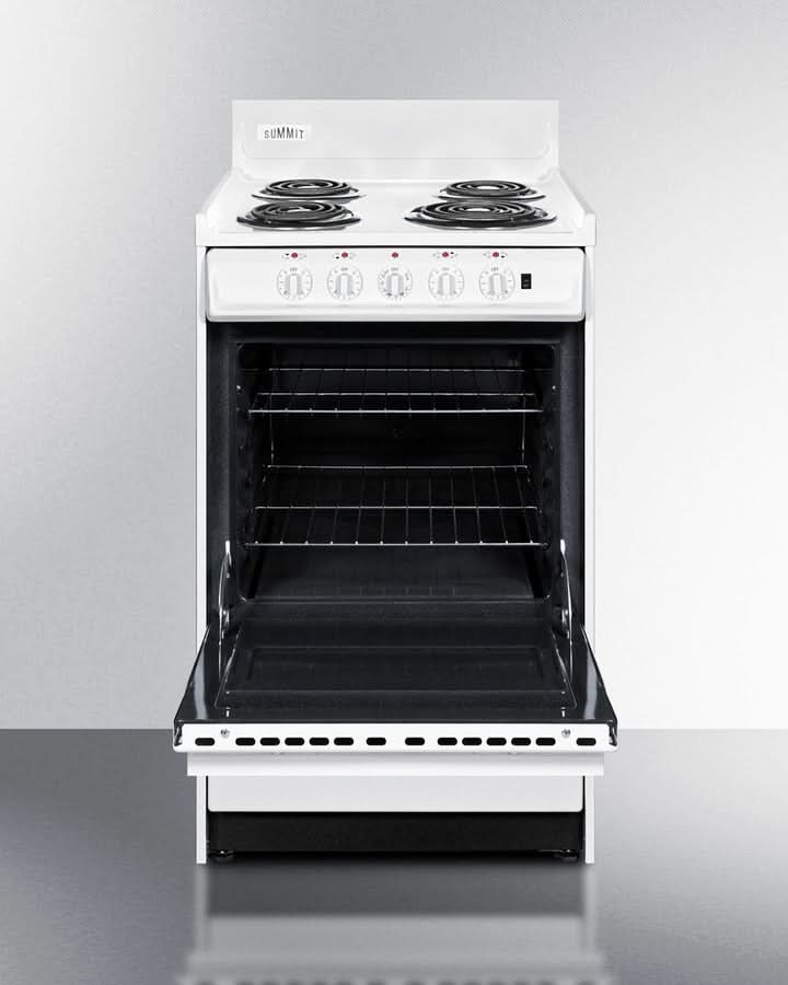 Summit 24 Electric Coil Top Range with Manual Clean Oven White - WEM1171Q