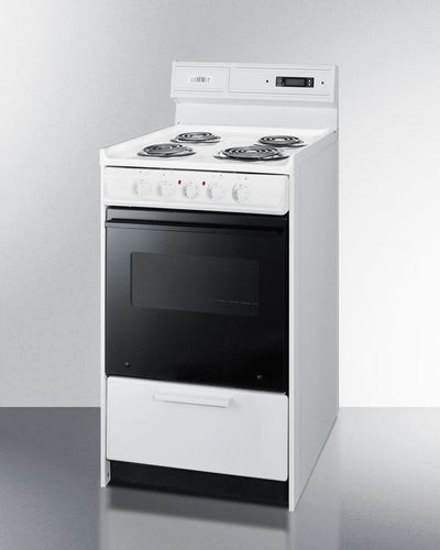 Summit 24 Electric Range with Digital Clock and Knob Controls White - WEM130DK