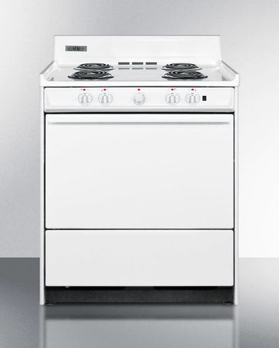 Summit 24 Electric Range with 4 Coil Elements and Oven Storage White - WEM2171Q