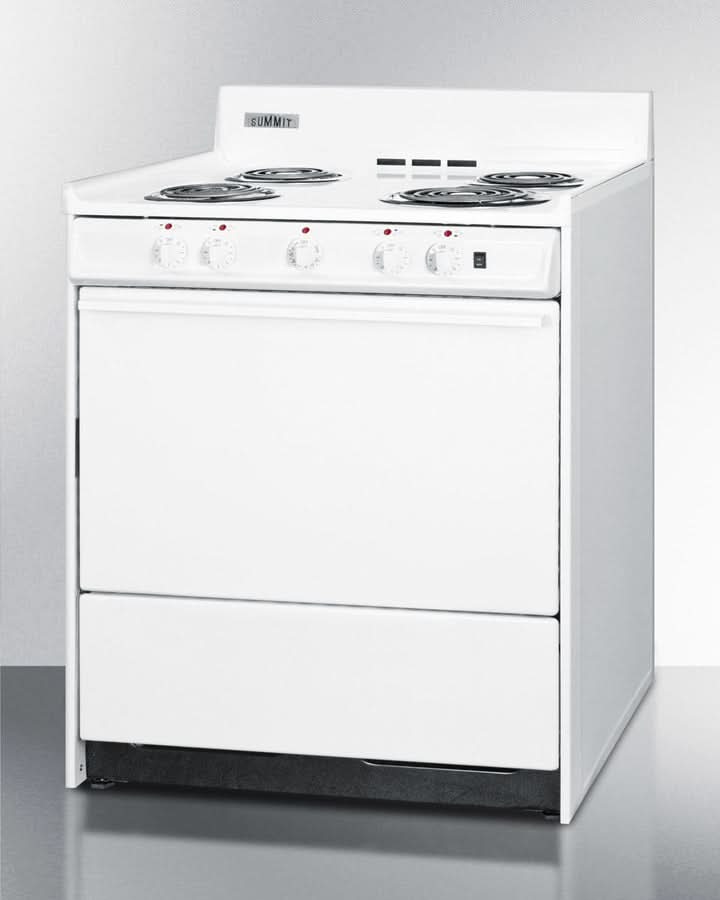 Summit 24 Electric Range with 4 Coil Elements and Oven Storage White - WEM2171Q