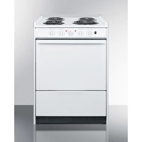 Summit 24 Electric Range with Waist-High Broiler and Adjustable Racks White - WEM610R