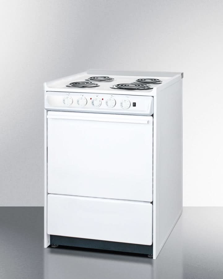 Summit 24 Electric Range with Waist-High Broiler and Adjustable Racks White - WEM610R