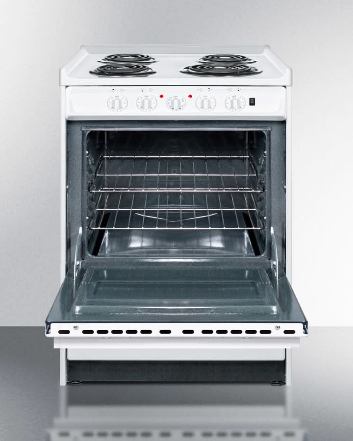 Summit 24 Electric Range with Waist-High Broiler and Adjustable Racks White - WEM610R