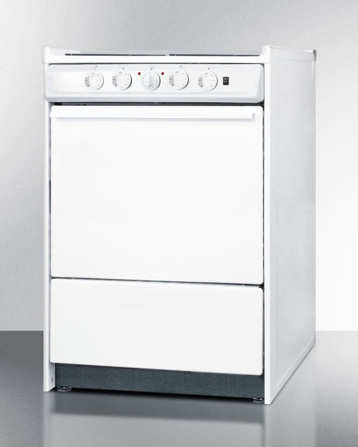 Summit 24 Electric Range with Waist-High Broiler and Adjustable Racks White - WEM610R