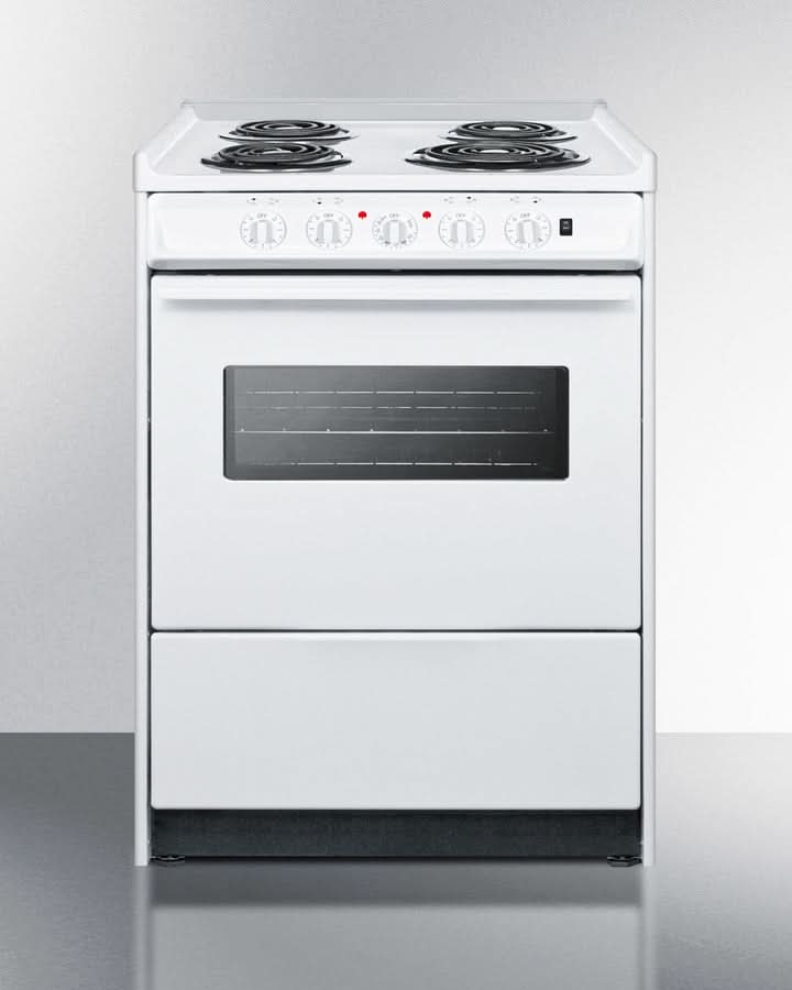 Summit 24 Wide Electric Coil Top Range with Storage Drawer White - WEM610RW