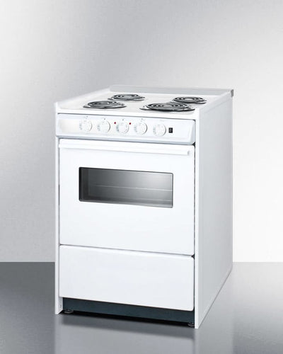 Summit 24 Wide Electric Coil Top Range with Storage Drawer White - WEM610RW
