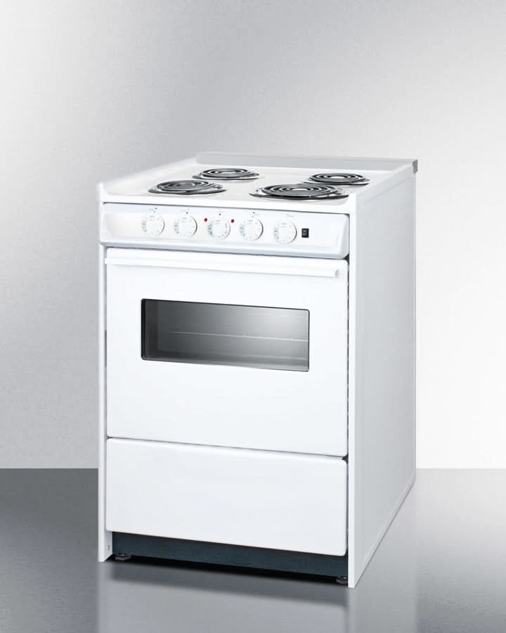 Summit 24 Wide Electric Coil Top Range with Storage Drawer White - WEM610RW