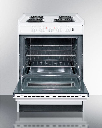 Summit 24 Wide Electric Coil Top Range with Storage Drawer White - WEM610RW