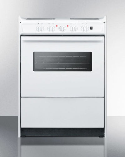 Summit 24 Wide Electric Coil Top Range with Storage Drawer White - WEM610RW