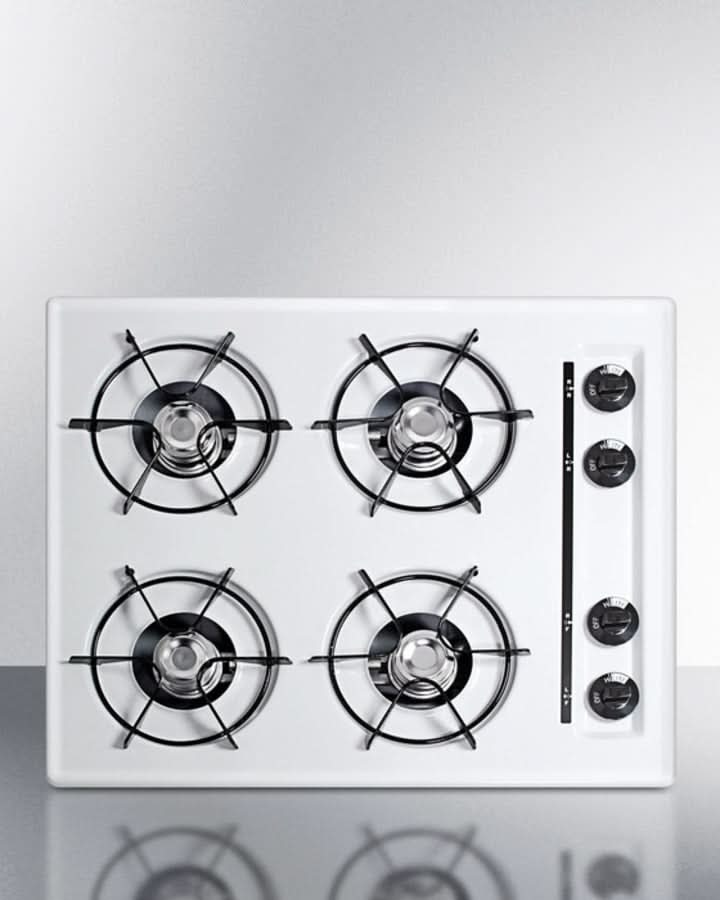 Summit 24 Wide 4 Burner Gas Cooktop White - WNL03P