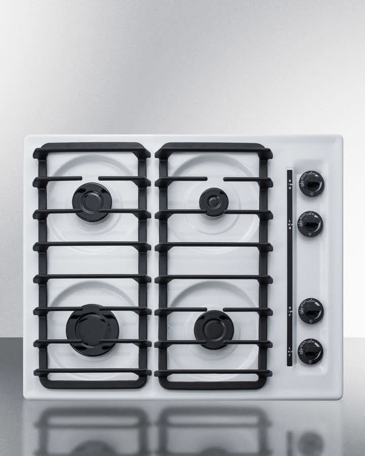 Summit 24 Wide 4 Burner Gas Cooktop White - WTL033S