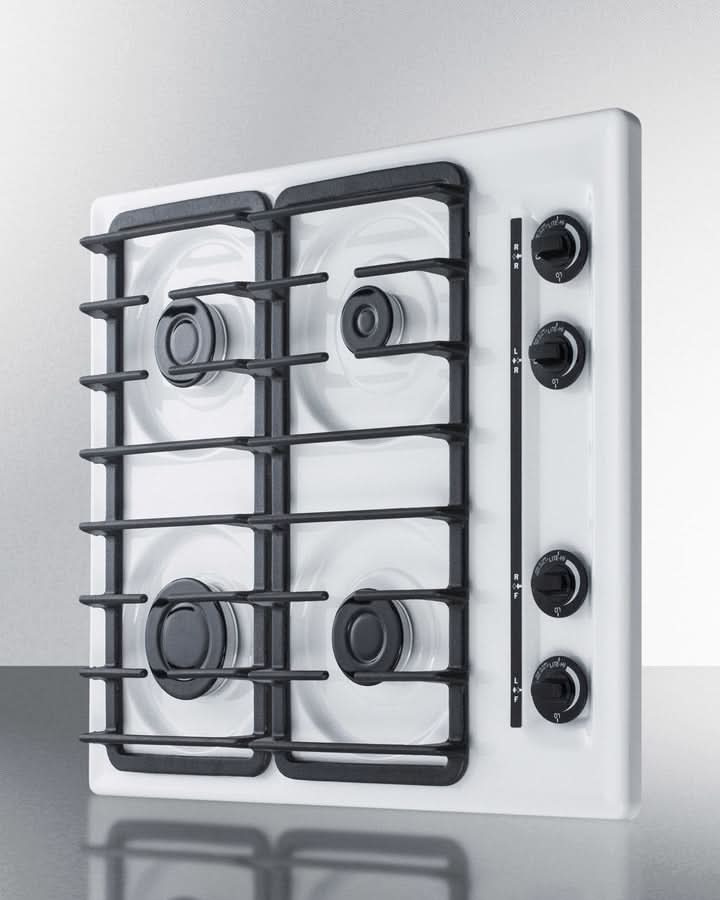 Summit 24 Wide 4 Burner Gas Cooktop White - WTL033S