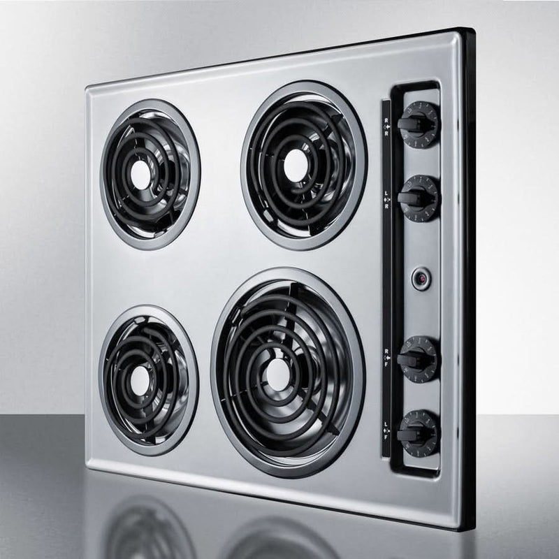 Summit 24 Wide 230V 4-Burner Coil Cooktop Stainless Steel - ZEL03