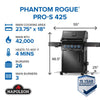 Napoleon Rogue PRO-S Phantom 425 3-Burner Propane Grill w/ Side Burner & SafetyGlow - RPS425RSIBPK-2-PHM