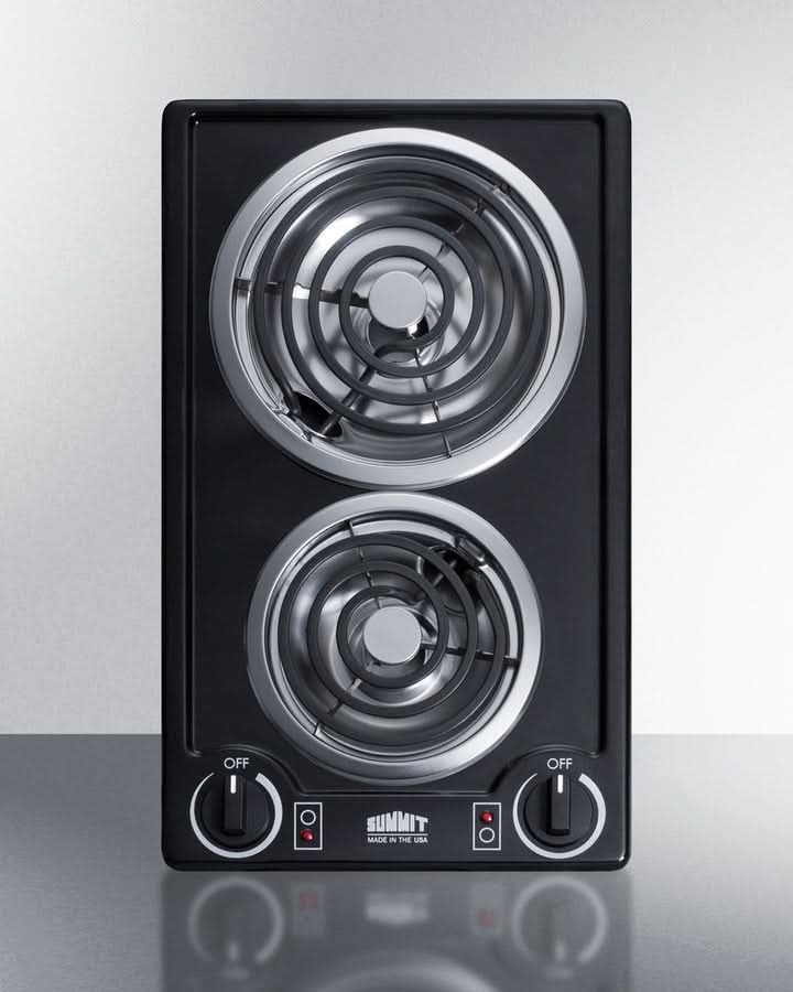 Summit - 12 Wide 115V 2-Burner Coil Cooktop - CCE212BL