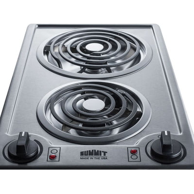 Summit - 12 Wide 230V 2-Burner Coil Cooktop - CCE227SS