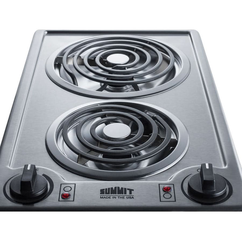Summit - 12 Wide 230V 2-Burner Coil Cooktop - CCE227SS