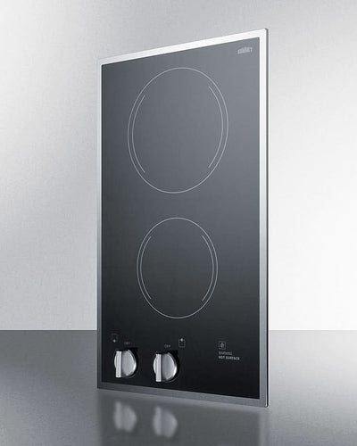 Summit - 12 Wide 115V 2-Burner Radiant Cooktop - CR2B12ST
