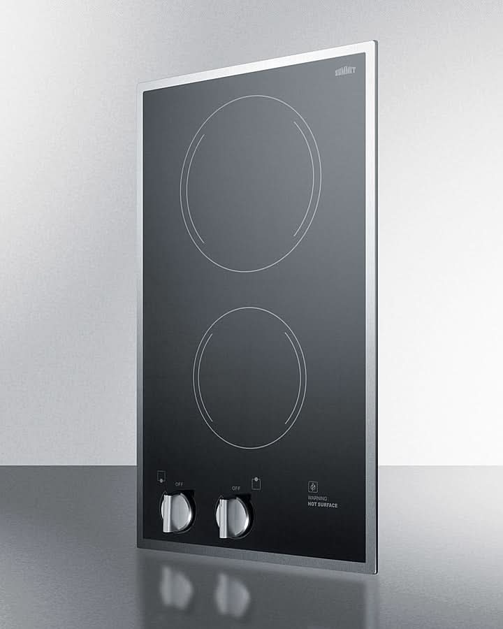 Summit - 12 Wide 115V 2-Burner Radiant Cooktop - CR2B12ST