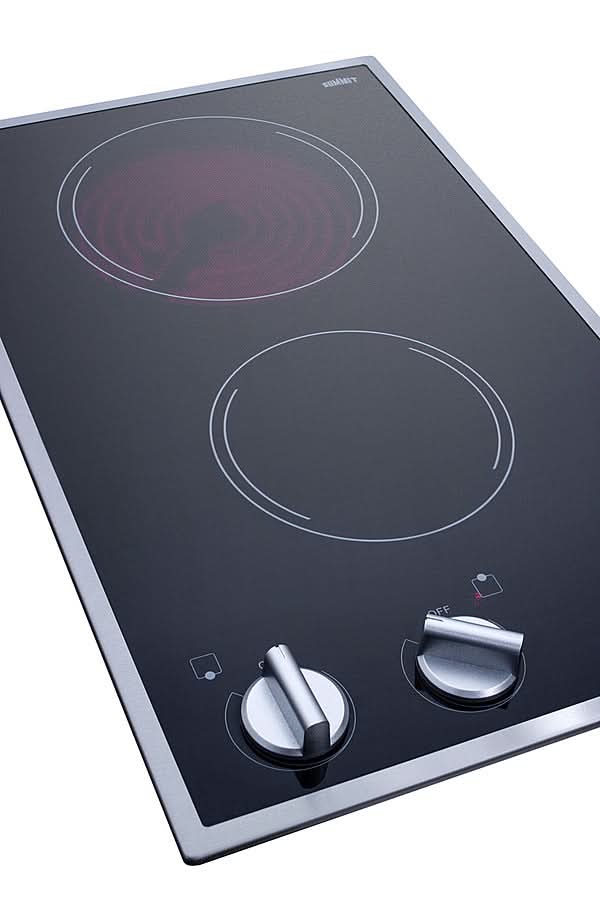 Summit - 12 Wide 220/240V 2-Burner Radiant Cooktop - CR2B22ST