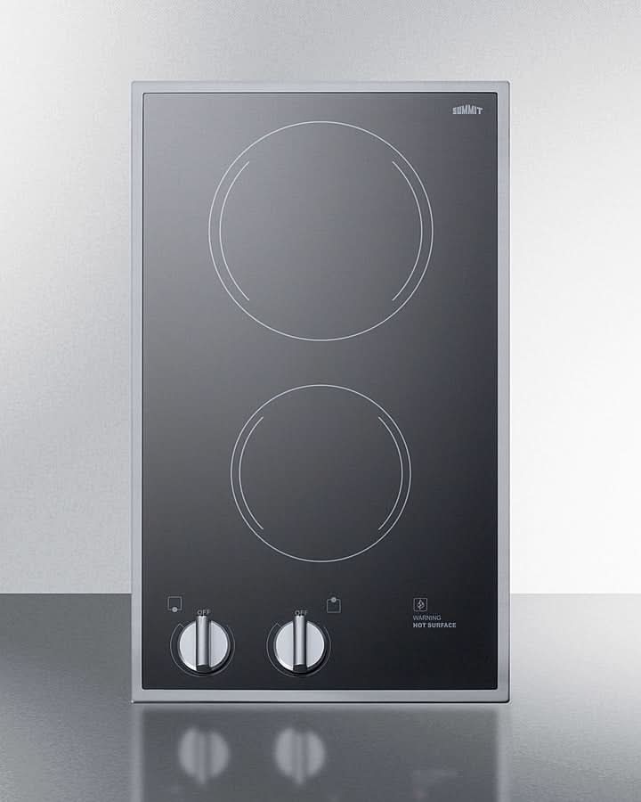 Summit - 12 Wide 220/240V 2-Burner Radiant Cooktop - CR2B22ST