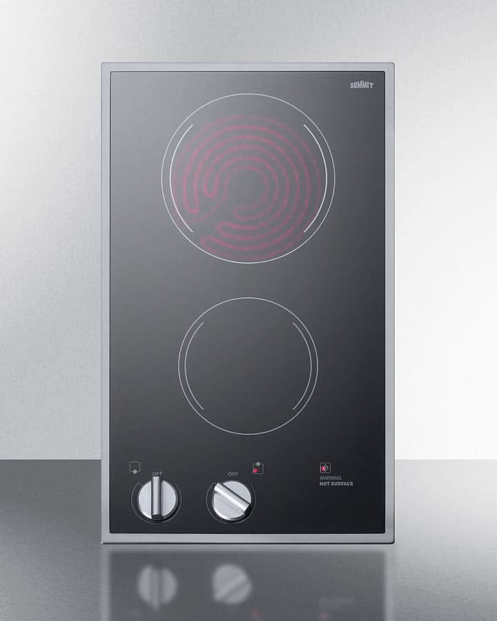 Summit - 12 Wide 220/240V 2-Burner Radiant Cooktop - CR2B22ST