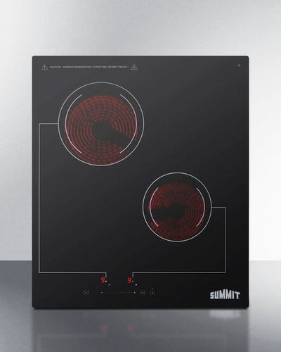 Summit - 18 Wide 220V 2-Burner Radiant Cooktop - CR2B228T