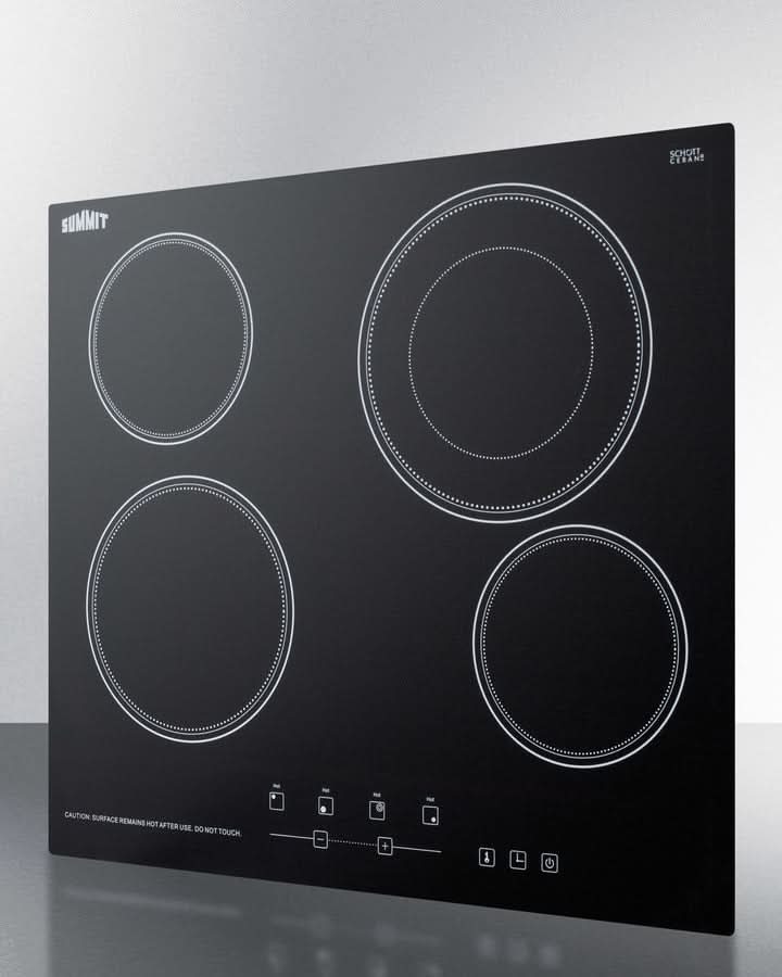 Summit - 24 Wide 230V 4-Burner Radiant Cooktop - CR4B23T5B