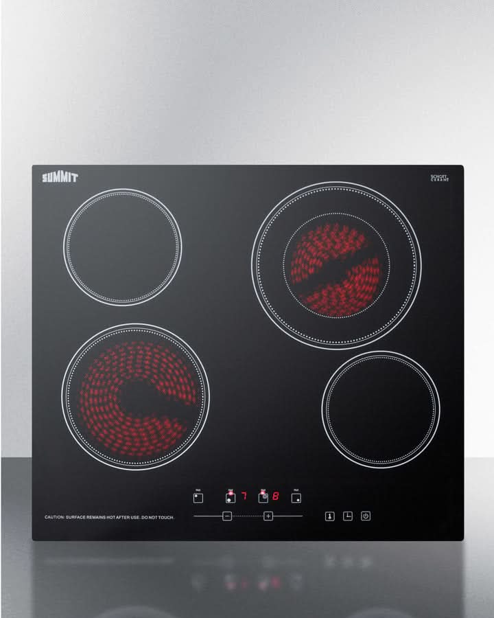 Summit - 24 Wide 230V 4-Burner Radiant Cooktop - CR4B23T5B