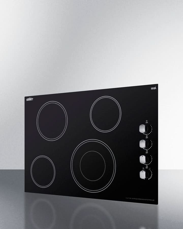 Summit - 30 Wide 208-240V 4-Burner Radiant Cooktop - CR4B30MB