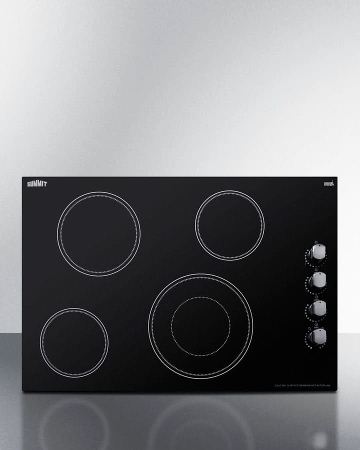 Summit - 30 Wide 208-240V 4-Burner Radiant Cooktop - CR4B30MB