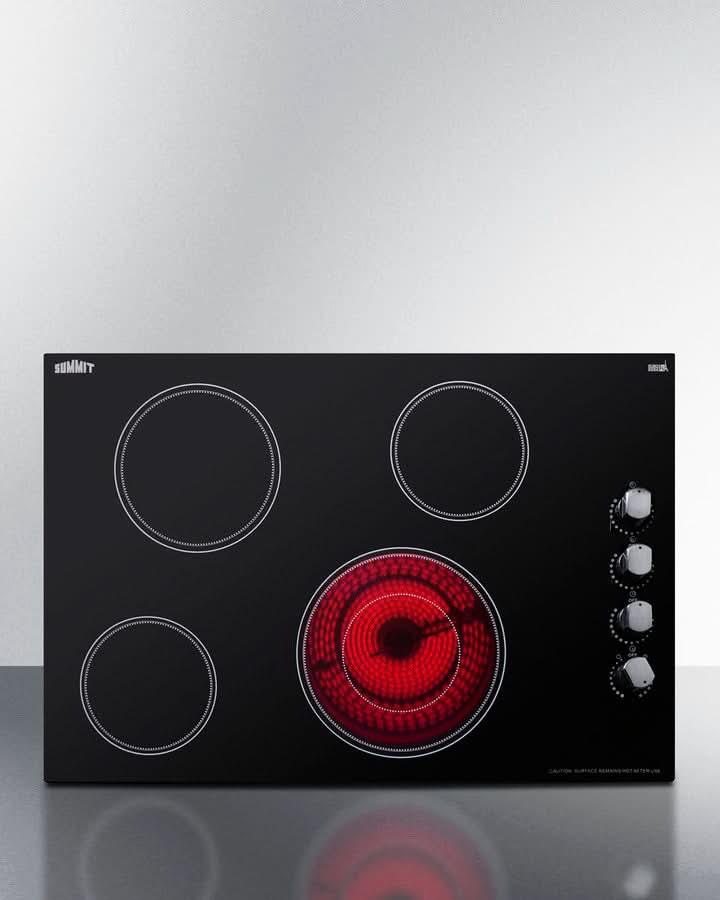 Summit - 30 Wide 208-240V 4-Burner Radiant Cooktop - CR4B30MB