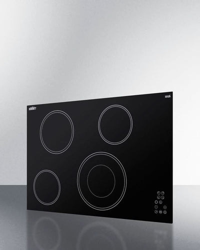 Summit - 30 Wide 208-240V 4-Burner Radiant Cooktop - CR4B30T11B