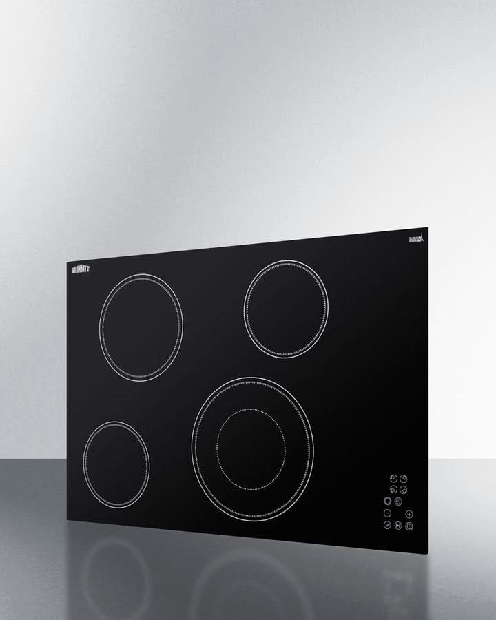 Summit - 30 Wide 208-240V 4-Burner Radiant Cooktop - CR4B30T11B