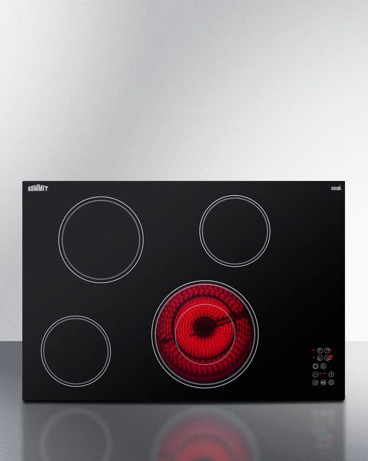 Summit - 30 Wide 208-240V 4-Burner Radiant Cooktop - CR4B30T11B