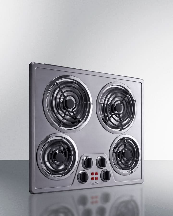 Summit - 24 Wide 240V 4-Burner Coil Cooktop - CR4SS24