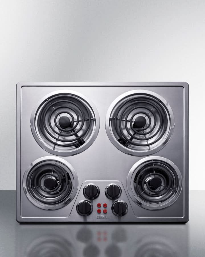 Summit - 24 Wide 240V 4-Burner Coil Cooktop - CR4SS24