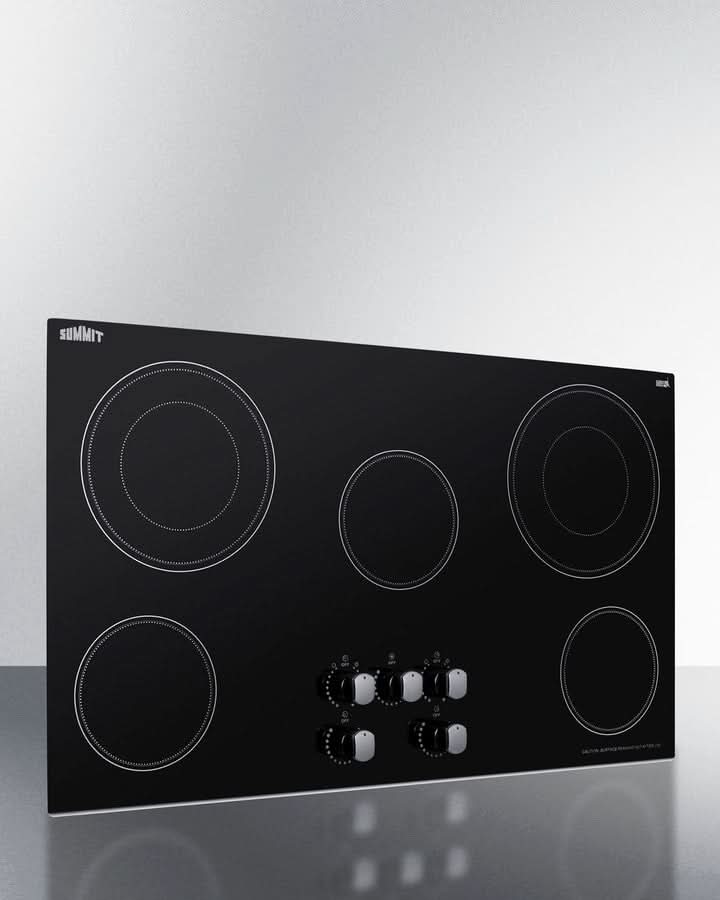 Summit - 36 Wide 208-240V 5-Burner Radiant Cooktop - CR5B36MB