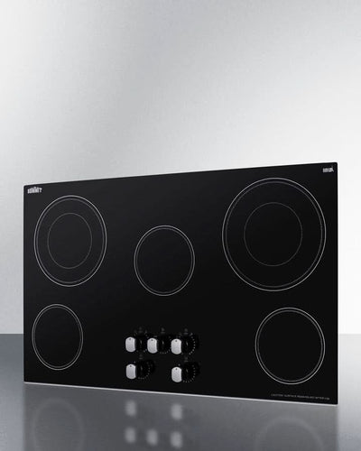 Summit - 36 Wide 208-240V 5-Burner Radiant Cooktop - CR5B36MB