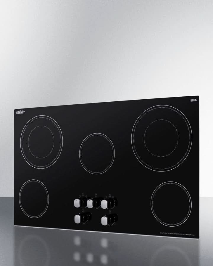 Summit - 36 Wide 208-240V 5-Burner Radiant Cooktop - CR5B36MB