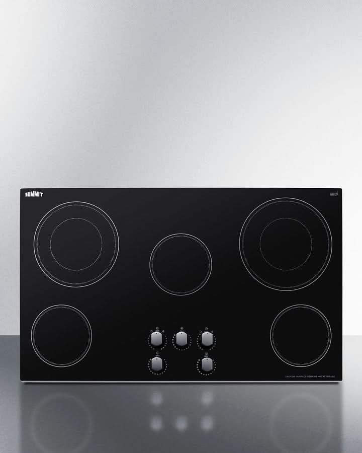 Summit - 36 Wide 208-240V 5-Burner Radiant Cooktop - CR5B36MB