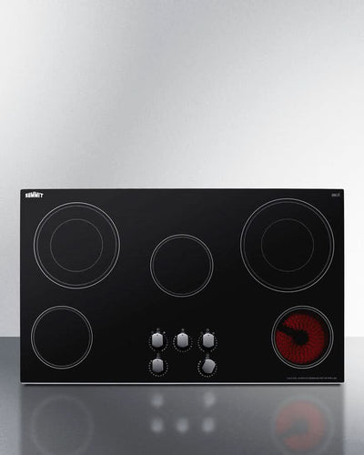 Summit - 36 Wide 208-240V 5-Burner Radiant Cooktop - CR5B36MB