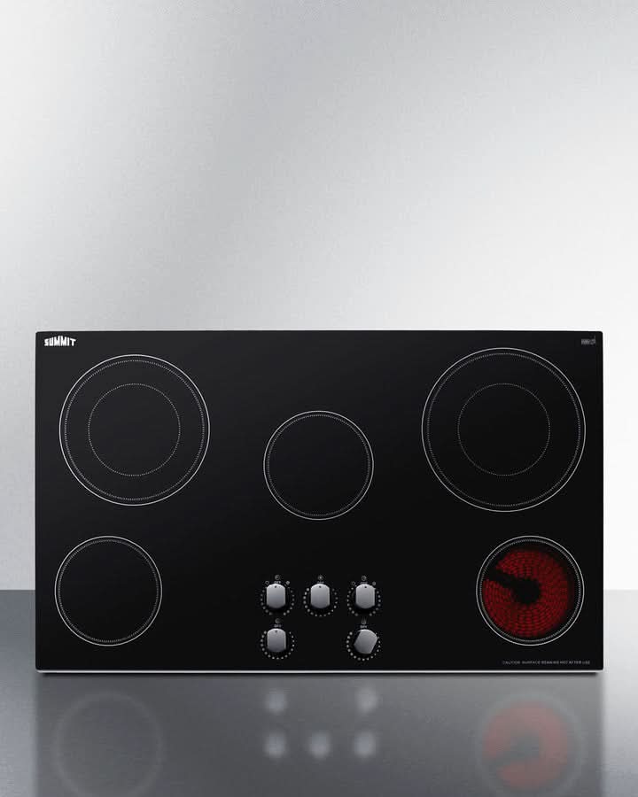 Summit - 36 Wide 208-240V 5-Burner Radiant Cooktop - CR5B36MB