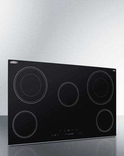 Summit - 36 Wide 208-240V 5-Burner Radiant Cooktop - CR5B36T9B