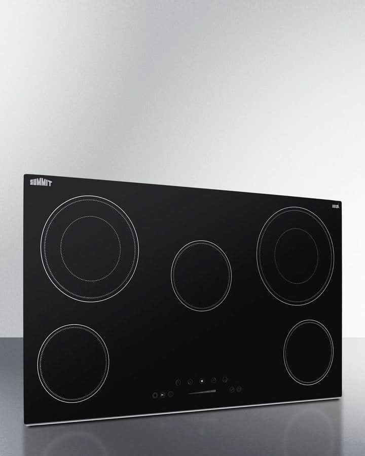 Summit - 36 Wide 208-240V 5-Burner Radiant Cooktop - CR5B36T9B