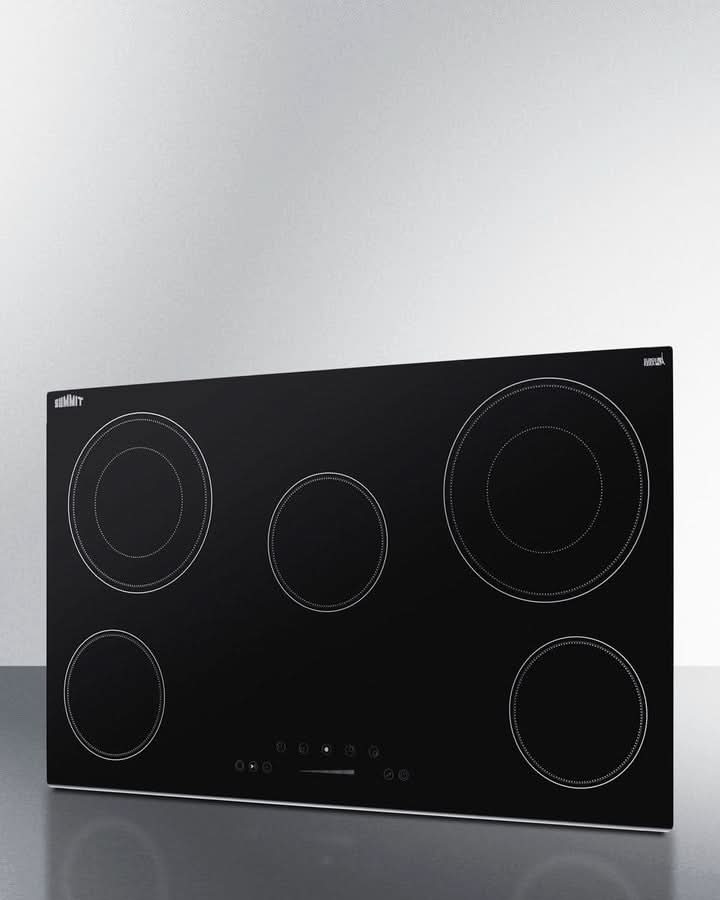 Summit - 36 Wide 208-240V 5-Burner Radiant Cooktop - CR5B36T9B